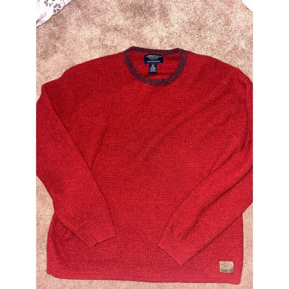 American Eagle Outfitters Thermal Knit Sweater Men's XL Rust crew neck